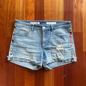 Anthropologie Pilcro Embroidered High-Waisted Denim Shorts